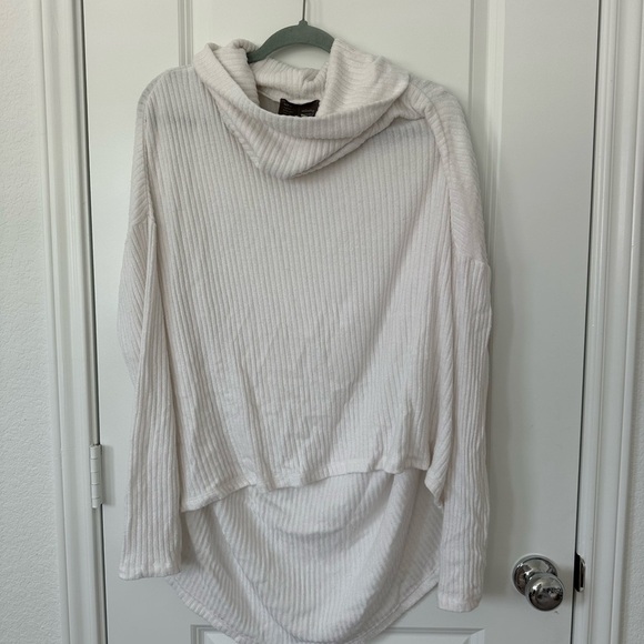 Saturday Sunday Anthropologie White Ribbed Cowl Neck Sweater - Picture 1 of 4
